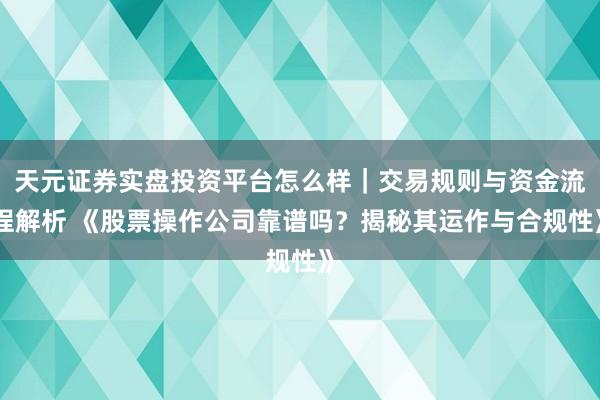 天元证券实盘投资平台怎么样｜交易规则与资金流程解析 《股票操作公司靠谱吗？揭秘其运作与合规性》